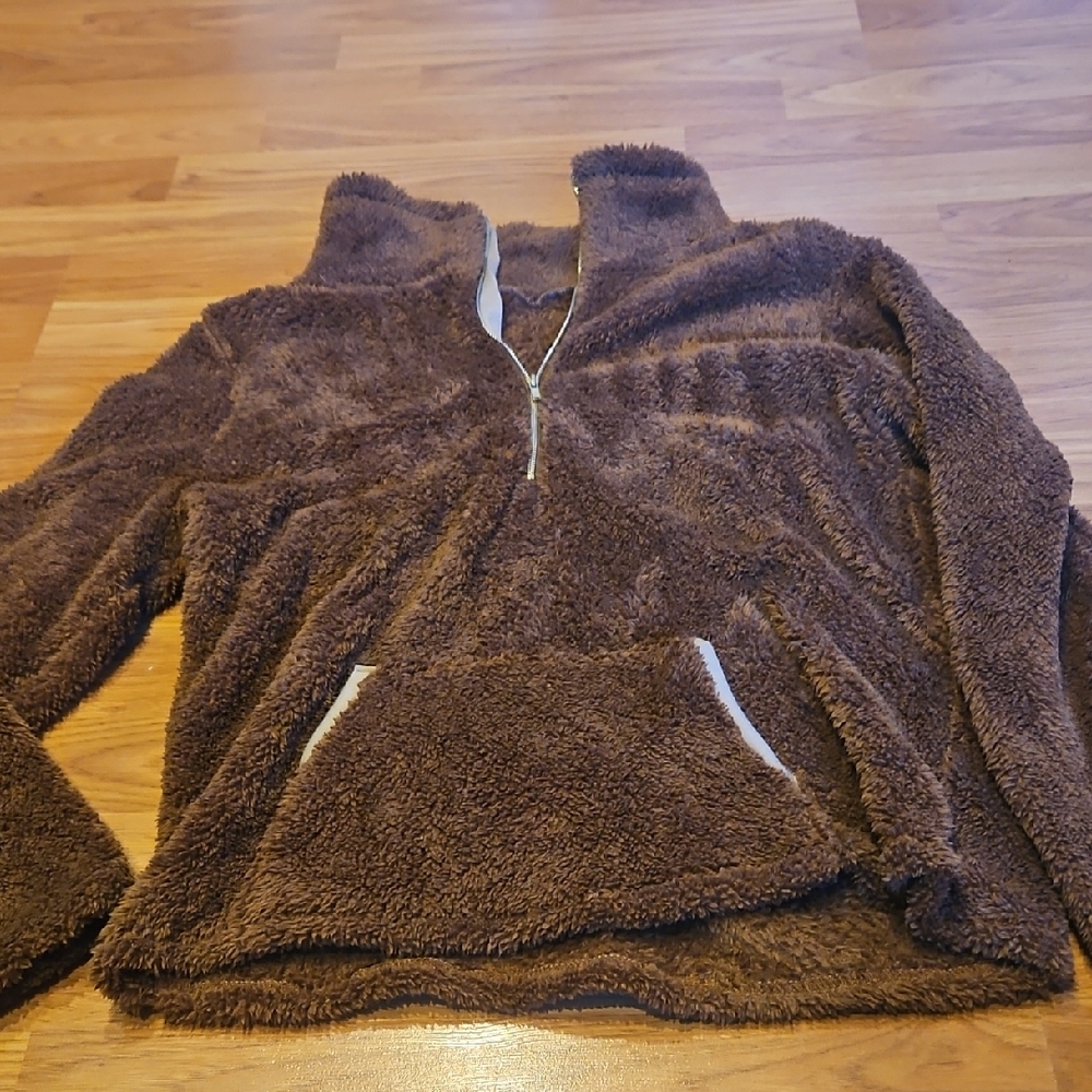 Cozy Brown Sherpa Pullover